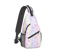 Pink Hearts Star Crossbody Sling Mochila Sling Bag Moda Pecho Bolsa Daypack Cinturón Bolsa para Viajes Senderismo Correr