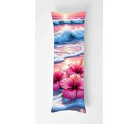 Pink Hibiscus Body Pillow Case Cover 50x150cm, Long Backrest Cushion Pillow Protector with Zipper, Decorative Bedding Pillowcase, Soft Body Pillow Cover for Couch Bedroom Sea