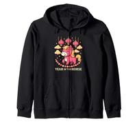 Pink Horse Zodiac Kawaii Lunar Año Nuevo Arte Astrología Diseño Sudadera con Capucha