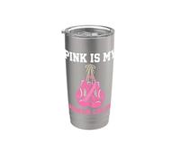 Pink Is My Power Color Concientización sobre el cáncer de mama Vaso térmico de acero inoxidable de doble pared