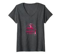 Pink Is My Power Color - Soporte para la concienciación sobre el cáncer de Mama Camiseta Cuello V, Mujer, Jaspeado Oscuro, XXL