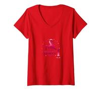 Pink Is My Power Color - Soporte para la concienciación sobre el cáncer de Mama Camiseta Cuello V, Mujer, Rojo, XXL