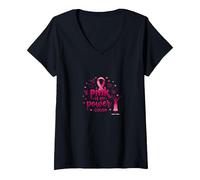 Pink Is My Power Color - Soporte para la concienciación sobre el cáncer de Mama Camiseta Cuello V, Mujer, Negro, M