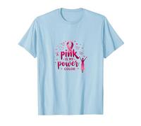 Pink Is My Power Color - Soporte para la concienciación sobre el cáncer de Mama Camiseta, Hombre, Azul Bebé, XL
