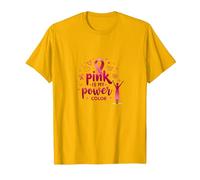 Pink Is My Power Color - Soporte para la concienciación sobre el cáncer de Mama Camiseta, Hombre, Dorado Brillante, XL