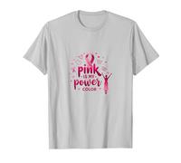 Pink Is My Power Color - Soporte para la concienciación sobre el cáncer de Mama Camiseta, Hombre, Plata, L