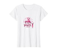 Pink Is My Power Color - Soporte para la concienciación sobre el cáncer de Mama Camiseta, Mujer, Blanco, M