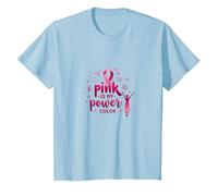 Pink Is My Power Color - Soporte para la concienciación sobre el cáncer de Mama Camiseta, Niños, Azul Bebé, 10 años