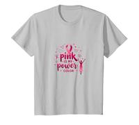 Pink Is My Power Color - Soporte para la concienciación sobre el cáncer de Mama Camiseta, Niños, Plata, 4 años