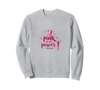 Pink Is My Power Color - Soporte para la concienciación sobre el cáncer de Mama Sudadera, Unisex para Adultos, Gris Jaspeado, XL