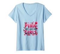 Pink Is Not Just For Girls Pink Boys Dinosaur Soccer Fun Camiseta Cuello V, Mujer, Azul Bebé, XXL