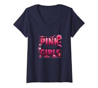 Pink Is Not Just For Girls Pink Boys Dinosaur Soccer Fun Camiseta Cuello V, Mujer, Azul Marino, M