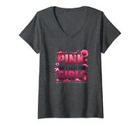 Pink Is Not Just For Girls Pink Boys Dinosaur Soccer Fun Camiseta Cuello V, Mujer, Jaspeado Oscuro, L