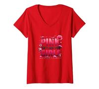Pink Is Not Just For Girls Pink Boys Dinosaur Soccer Fun Camiseta Cuello V, Mujer, Rojo, M