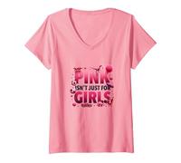 Pink Is Not Just For Girls Pink Boys Dinosaur Soccer Fun Camiseta Cuello V, Mujer, Rosado, XL