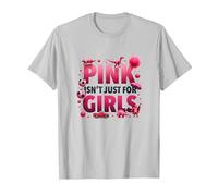 Pink Is Not Just For Girls Pink Boys Dinosaur Soccer Fun Camiseta, Hombre, Plata, XXL
