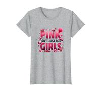 Pink Is Not Just For Girls Pink Boys Dinosaur Soccer Fun Camiseta, Mujer, Gris Jaspeado, M