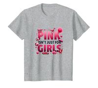 Pink Is Not Just For Girls Pink Boys Dinosaur Soccer Fun Camiseta, Niños, Gris Jaspeado, 8 años