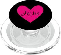 Pink Jackie Nombre Corazón Amor Mujer Niña Amigo Personalizado PopSockets PopGrip para MagSafe