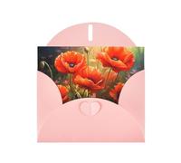 Pink JKIEGOQ Poppies in Bloom - Tarjeta de felicitación de 10 x 15 cm para Navidad, día de San Valentín, boda, tarjetas de invitación a fiestas