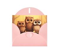 Pink JKIEGOQ - Tarjeta de felicitación con diseño de búhos de dibujos animados marrones de 4 x 6 pulgadas para Navidad, día de San Valentín, boda, tarjetas de invitación de fiesta