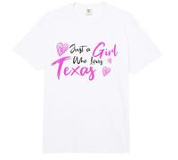 Pink Just a Girl Who Loves Texas, Cute Texas Girls Comfort Colors Adult Heavyweight T-Shirt