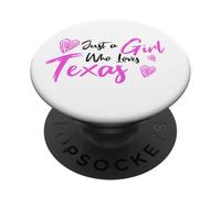 Pink Just a Girl Who Loves Texas, Cute Texas Girls PopSockets PopGrip Adhesivo