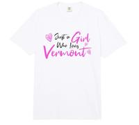 Pink Just a Girl Who Loves Vermont, Cute Vermont Girl Comfort Colors Adult Heavyweight T-Shirt