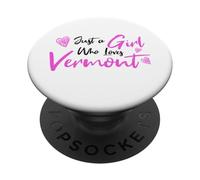 Pink Just a Girl Who Loves Vermont, Cute Vermont Girl PopSockets PopGrip Adhesivo