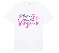 Pink Just a Girl Who Loves Virginia Cute Virginia Girl Comfort Colors Adult Heavyweight T-Shirt
