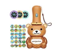 (Pink) Kids Flashlight Toy Bear Projector with 24 Story Slides Educational Learning Bedtime Night Light Torch Lamp