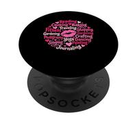 Pink Kiss Mark Mujeres Hobbies Fitness Tipografía Palabra Arte PopSockets PopGrip Adhesivo