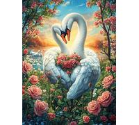 Pink Lago de los cisnes Puzzles 1000 Piezas Moderno Minimalista Animal fantástico de Animales Salvajes Rompecabezas Familiar para Adultos 3D Maquetas Construir Aliviar Estrés Decorativo 1000 PCS