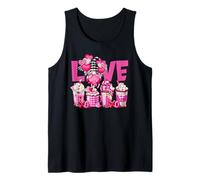 Pink Latte Buffalo Plaid GNOME Love Valentines Coffee Camiseta sin Mangas