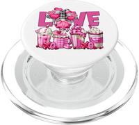 Pink Latte Buffalo Plaid GNOME Love Valentines Coffee PopSockets PopGrip para MagSafe
