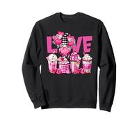 Pink Latte Buffalo Plaid GNOME Love Valentines Coffee Sudadera