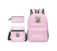 (Pink)Leisure Unspeakable Student Schoolbag Backpack Small Shoulder Bag Pen Bag Three-piece Set-L