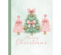 Pink Leopard Christmas Tree Composition Notebook: An Aesthetic Holiday Journal for Women and Teens featuring watercolor Christmas trees with pink bows and leopard print in a chic mint green and pink color palette - 110 Wide Ruled Pages