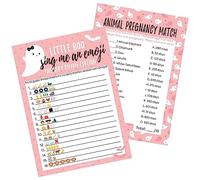 Pink Little Boo Girl Baby Shower Party Games - Juego de adivinación de imágenes de emoji y embarazo de animales (paquete de 2 juegos), 20 tarjetas de doble cara