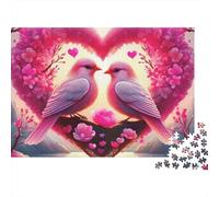 Pink Love Birds Sakura Heart Puzzle de 1000 Piezas Puzzle para Adultos Relajación Decoración Regalo 70x50cm/1000pcs