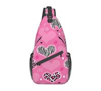 Pink Love Heart Baseball Sports Field Sling Bag, Mochila de Hombro Paquete de Pecho Causal Crossbody Daypack para Mujeres Hombres Senderismo Viajes