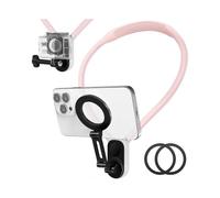 (Pink) Magnetic Neck Cell Phone Holder, Sports Camera Mount, POV/Vlog Selfie Mount, Hand Free Phones and Sports Camera Neck Holder