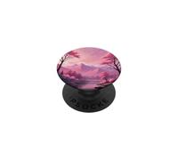 Pink Mountain Lake Estética Cerezo Flores Sakura PopSockets PopGrip Adhesivo