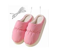 (Pink, Multicolor) 1 Pair Electric USB Heating Slippers Foot Warmer Winter Warm Slippers Shoes - Rose