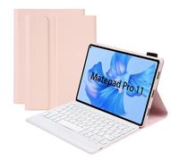 (Pink, Multicolor) AHW12-B For Huawei MatePad Pro 11 (2022) Protective Case with Detachable Bluetooth Keyboard PU Leath
