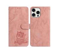 (Pink, Multicolor) For iPhone 16 Pro Max Case Owl Imprinted PU Leather Wallet Phone Cover with Wrist Strap