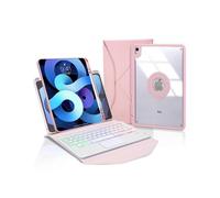 (Pink, Multicolor) Z098B-AS For iPad Air (2020)/(2022) 3-Color Backlit Bluetooth Keyboard Case with TouchPad Anti-Drop