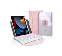 (Pink, Multicolor) Z102B-AS For iPad 10.2 (2021)/(2019)/(2020) Detachable 3-Color Backlit Bluetooth Keyboard with Touch