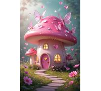Pink Mushroom 150 Piece Jigsaw Puzzles for Adults, Colourful, Challenging & Brainteasing Adult Puzzles 150 Pieces House, Fun jigsaws for The Whole Family 14x10 Inch