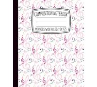 Pink Music Notes Composition Notebook Aesthetic Design College Ruled Notebook for Girls - Back to School Journal & School Supplies 110 Pages: Perfect ... and Music Class Cute School Notebook Diary
